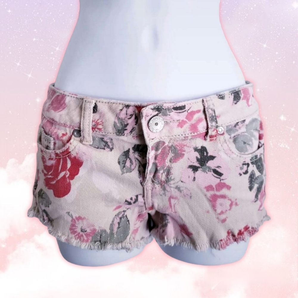 Almost Famous Pink and Red Floral Cut-Off Shorts
